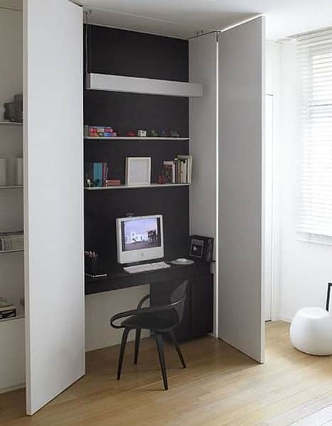 armario con escritorio integrado lacado blanco  Diseño de armario para  dormitorio, Closet y escritorio, Diseño de interiores de armarios